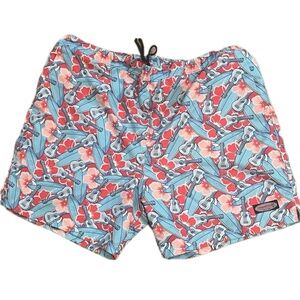 Vineyard vines, Men's Blue and Red Surfboard draw string Swim Shorts, si…